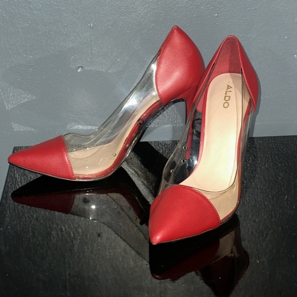 Aldo Red Transparent Heels - Picture 1 of 7